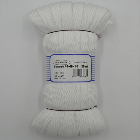PE - 48/20 (25 m) clothing cord, WHITE color 