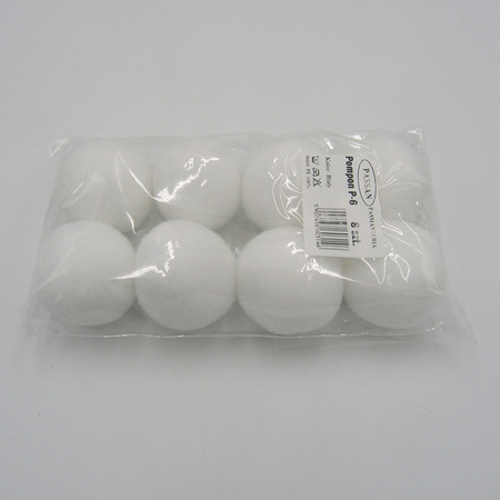 Pompon P-6 (8 szt.) pompony białe 60 mm