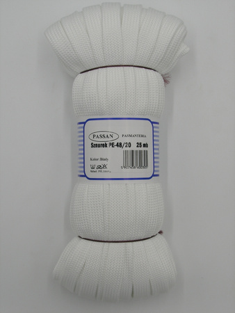 PE - 48/20 (25 m) clothing cord, WHITE color 